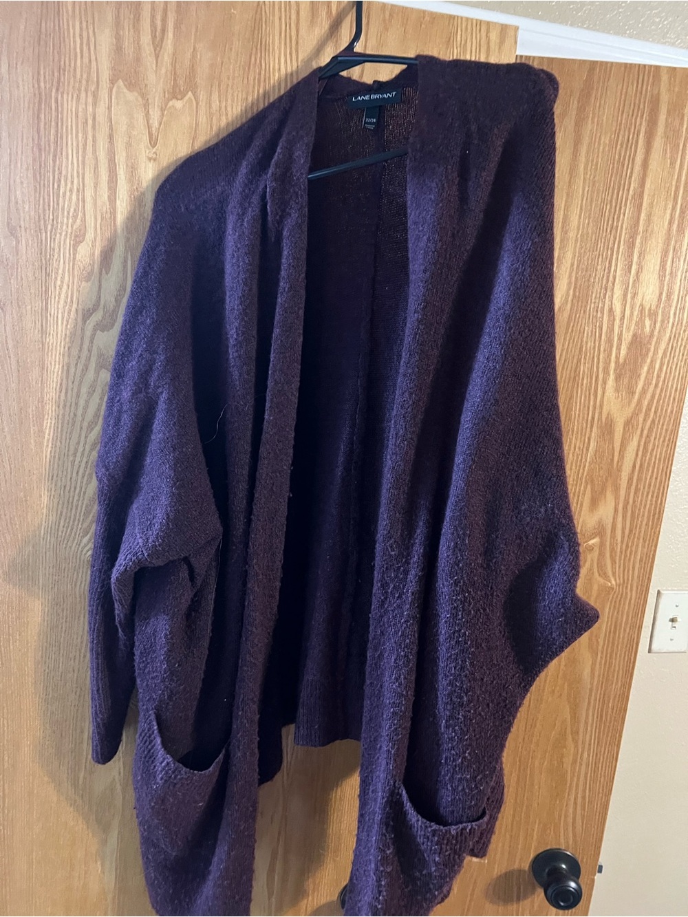 Lane Bryant Deep Plum Open-Front Cardigan with Pockets